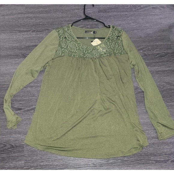 Xl womens shirt green with lace pattern - Picture 1 of 4
